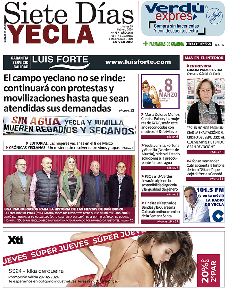 SIETE DÍAS YECLA – Edición 787 – Jueves 29 de febrero de 2024