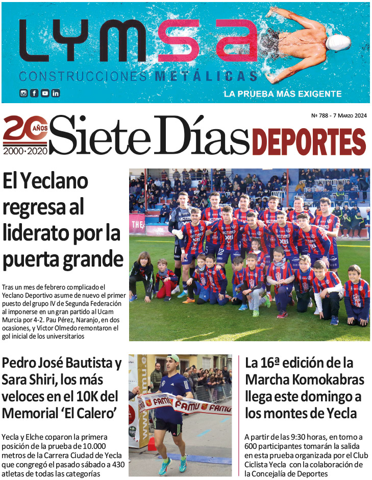 DEPORTES SIETE DÍAS YECLA – Edición 788 – Jueves 7 de marzo de 2024