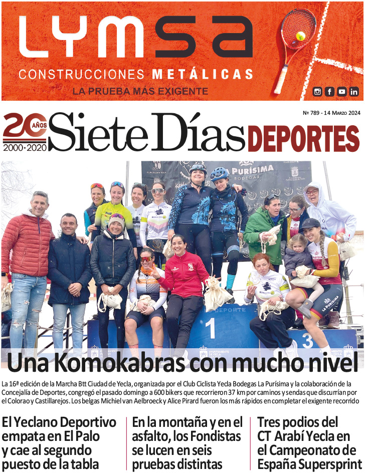 DEPORTES SIETE DÍAS YECLA – Edición 789 – Jueves 14 de marzo de 2024