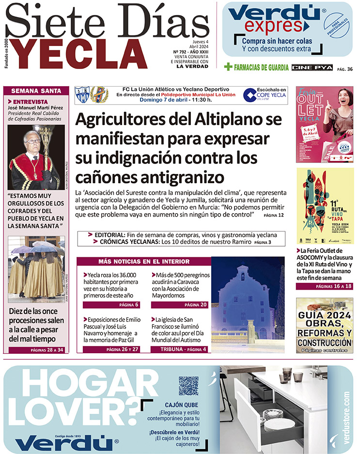 SIETE DÍAS YECLA – Edición 792 – Jueves 4 de abril de 2024