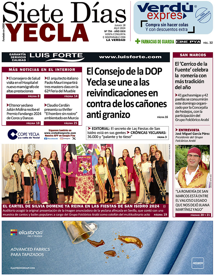 SIETE DÍAS YECLA – Edición 794 – Jueves 18 de abril de 2024