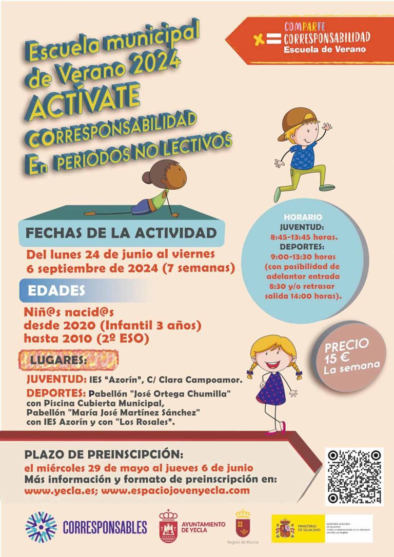 CONVOCADAS LAS ESCUELAS MUNICIPALES DE VERANO 2024