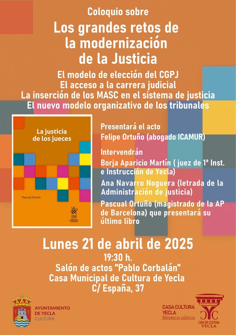 José Pascual Ortuño presenta en Yecla “La justicia de los jueces”