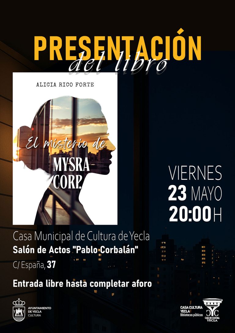 La escritora yeclana Alicia Rico presenta su novela “El misterio de Mysra Corp”