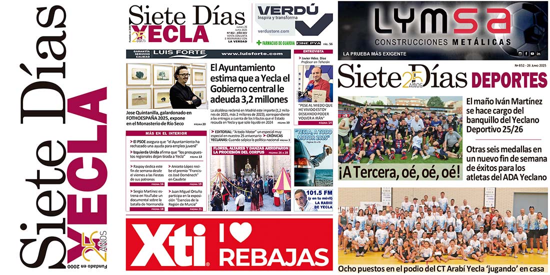 Portadas 26 junio 2025 siete dias yecla