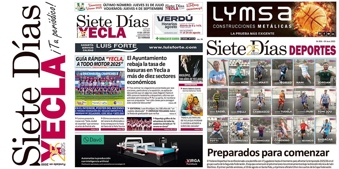 Portadas 24 julio 2025 siete dias yecla