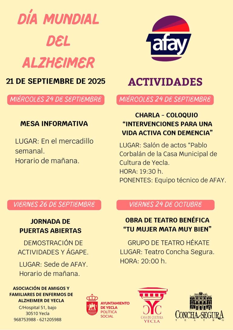 AFAY: coloquio y puertas abiertas por el Día Mundial del Alzheimer