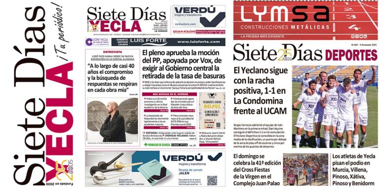 PORTADAS JUEVES 6 DE NOVIEMBRE DE 2025 – EDICIÓN 867