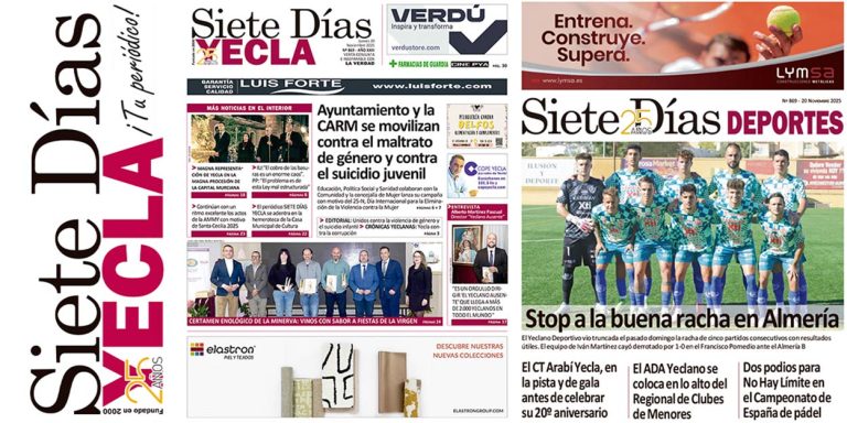 PORTADAS JUEVES 20 DE NOVIEMBRE DE 2025 – EDICIÓN 869